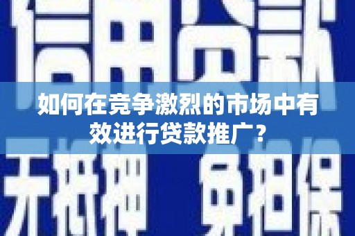 平舆如何在竞争激烈的市场中有效进行贷款推广？