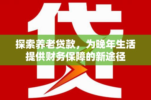 纳溪探索养老贷款，为晚年生活提供财务保障的新途径