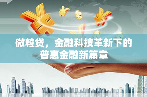宜城微粒贷，金融科技革新下的普惠金融新篇章